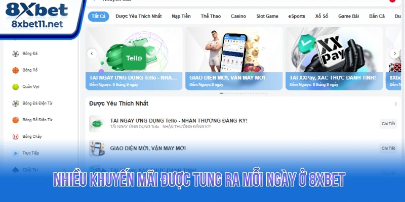 Giới Thiệu 8XBET: Nhà Cái Top Châu Á 2026 3 Nhiều khuyến mãi được tung ra mỗi ngày ở 8XBET