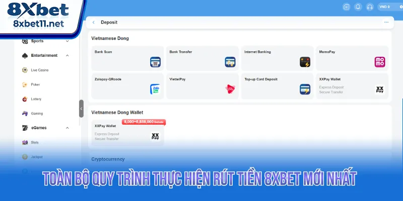 Nạp Tiền 8XBET Với Quy Trình Chuẩn Nhanh Gọn Chuẩn 2026 1 Nạp tiền 8XBET cung cấp nhiều kênh giao dịch để bạn lựa chọn